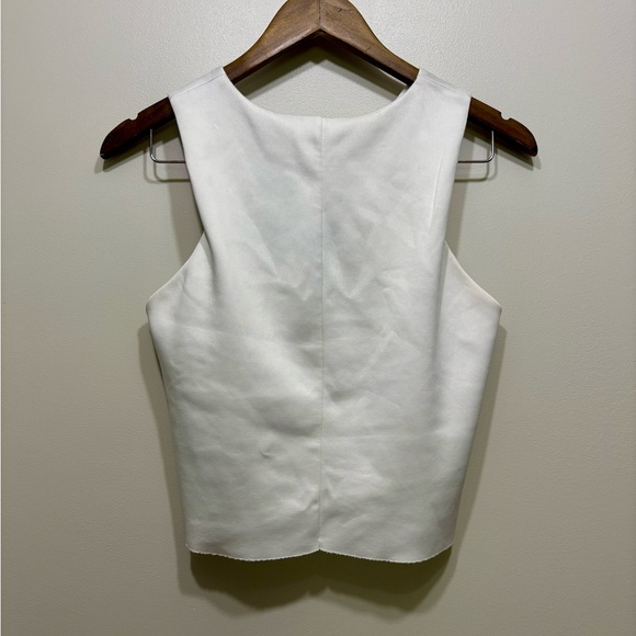 Zara Floral Print Soft Lined Sleeveless Cropped Length Crop Top Shirt White Pink - Picture 4 of 10